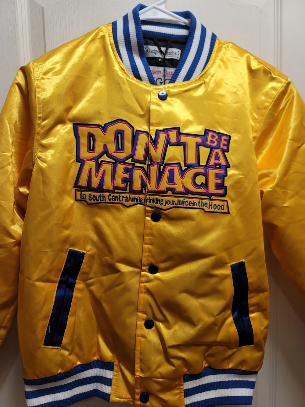 Don't Be a Menace Yellow Satin Bomber Jacket - Youth Medium - NWT